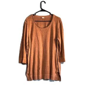 Poetry Hemp Cotton Lagenlook Jersey Tunic Top Light Brown Knitwear Size 12